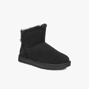 Ugg Classic Mini Fluff High-Low Klassiska Stövlar Dam Svarta (702154YJM)